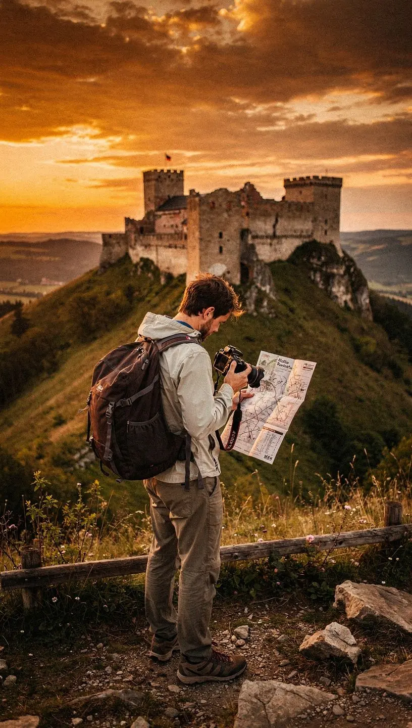 A serene hiking trail meandering through dense forests, inviting travelers to explore the natural beauty of Slovakia.